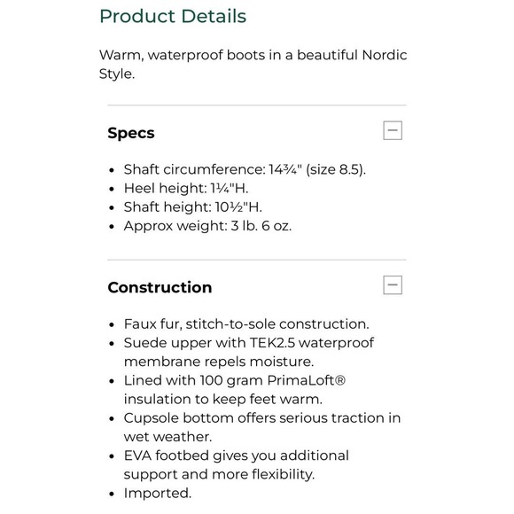 LL Bean Tek 2.5 Nordic Waterproof Insulated Tall Winter Boots Suede 8.5M - Picture 12 of 12